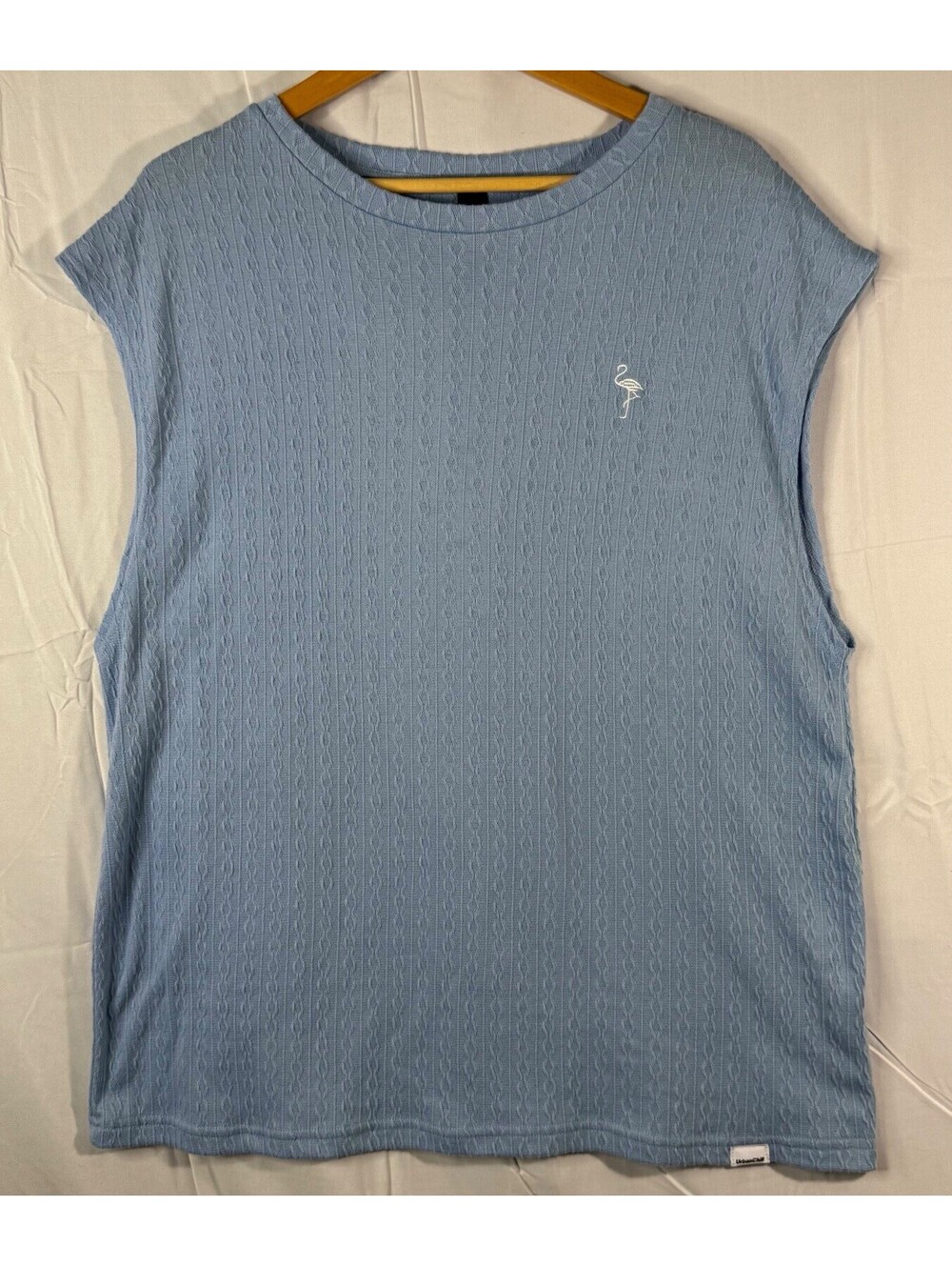 MANFINITY UrbanChill Top XL Blue Cable Knit Flamingo Sleeveless